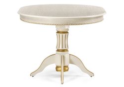 Деревянный стол Павия 100(130)х100х79 слоновая кость с золотой патиной