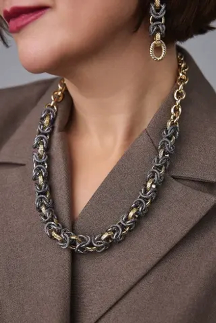 Колье Византия биколор: золото и графит