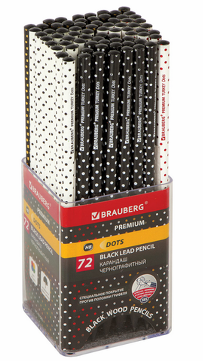 Карандаш ч/г HB "Dots" корпус в ассортименте (BRAUBERG)