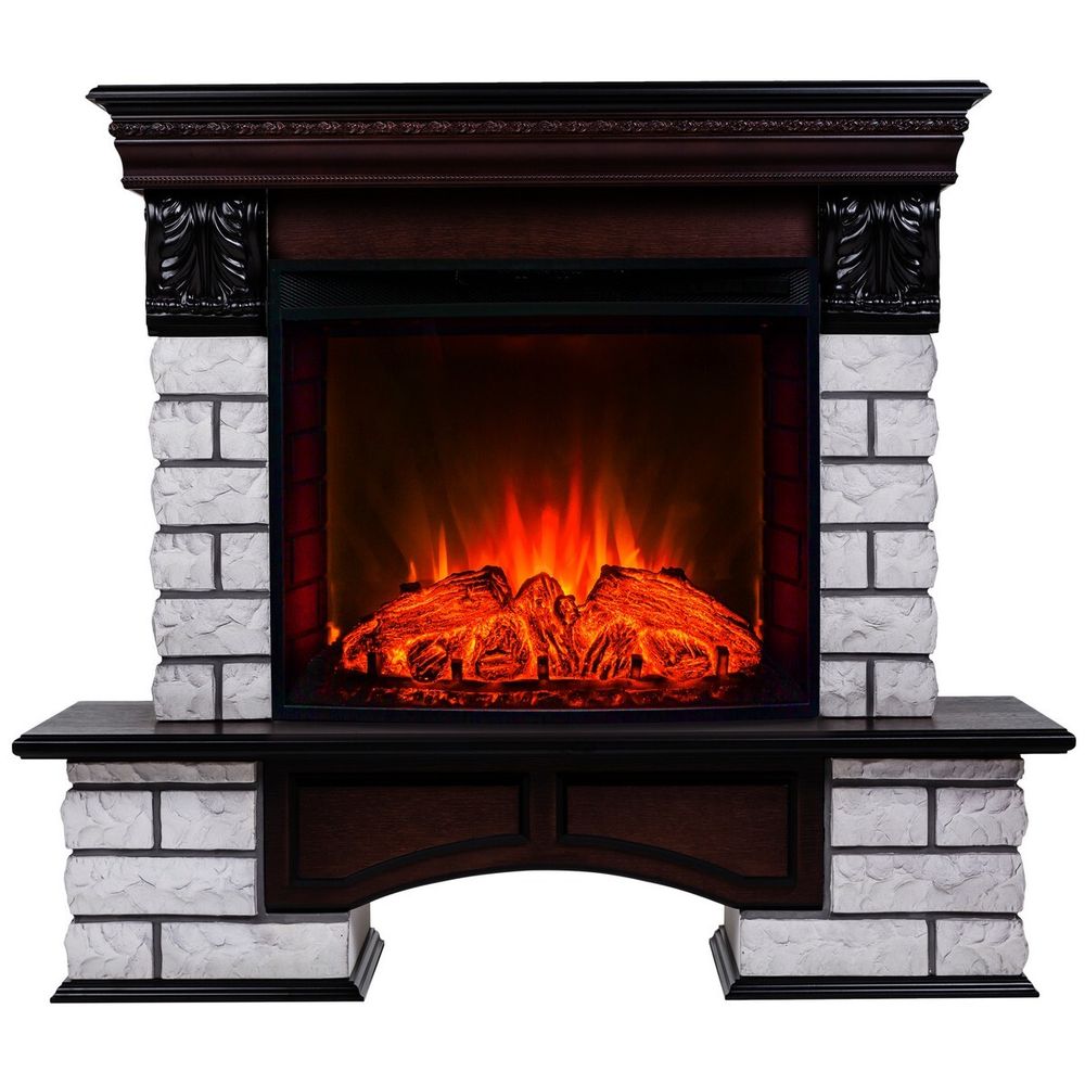 Электрокамин RealFlame Country Lux Rock AO античный дуб с очагом Evrika 25,5 LED