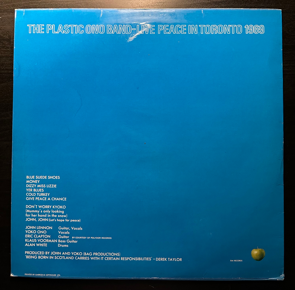The Plastic Ono Band - Live Peace In Toronto 1969 (Англия 1969г.)