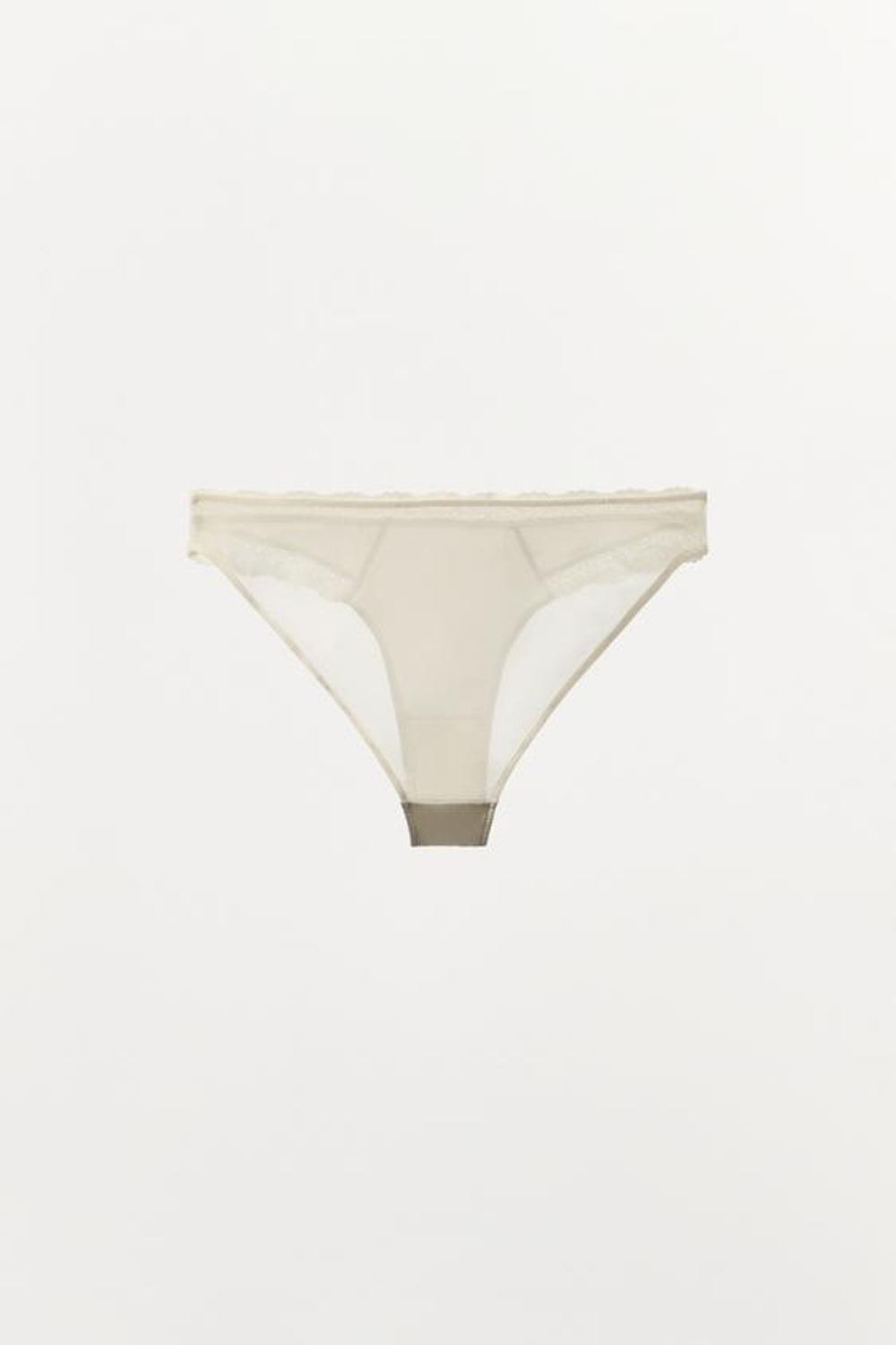 ZARA ТРУСЫ ИЗ ШЕЛКОВОЙ СМЕСИ С КРУЖЕВОМ, ЭКРЮ