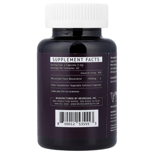 Neurogan Health, транс-ресвератрол, 90 веганских капсул (700 мг в 1 капсуле)