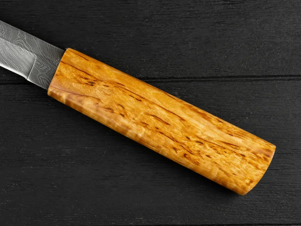 Нож Ханты-Манси, дамасская сталь, рукоять карельская берёза