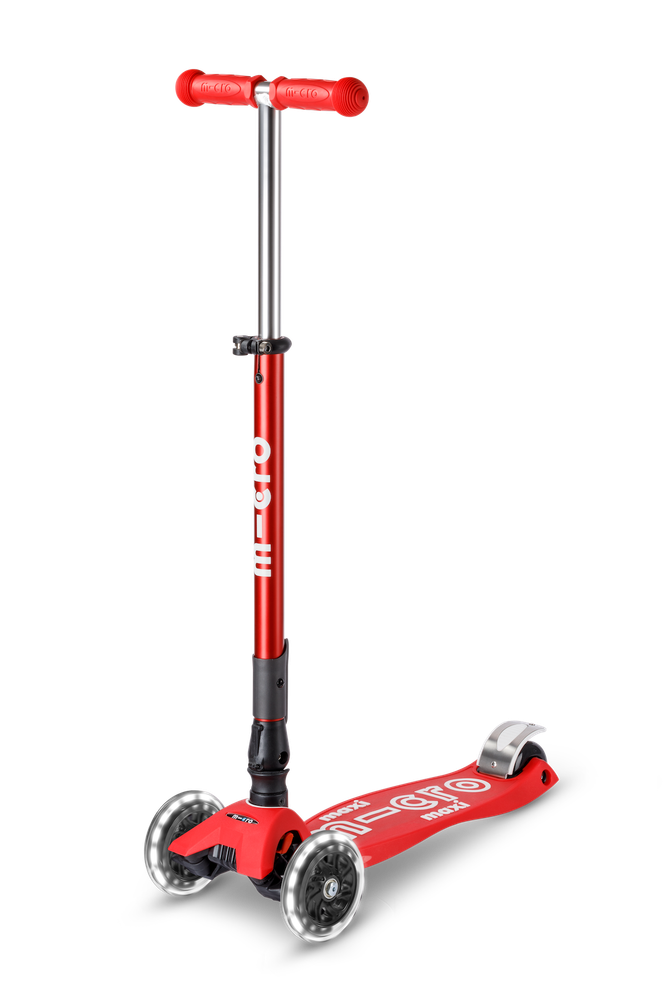 Самокат Maxi Micro Deluxe LED складной, неохром зеленый