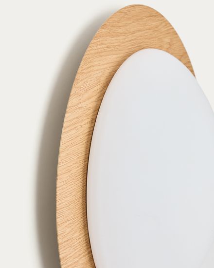 Потолочный светильник Novae из светлой шлифованной стали с имитацией дерева