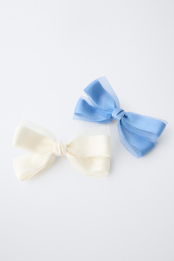 ZARA НАБОР ИЗ ДВУХ ЗАКОЛОК ИЗ ОРГАНЗЫ, СИНИЙ