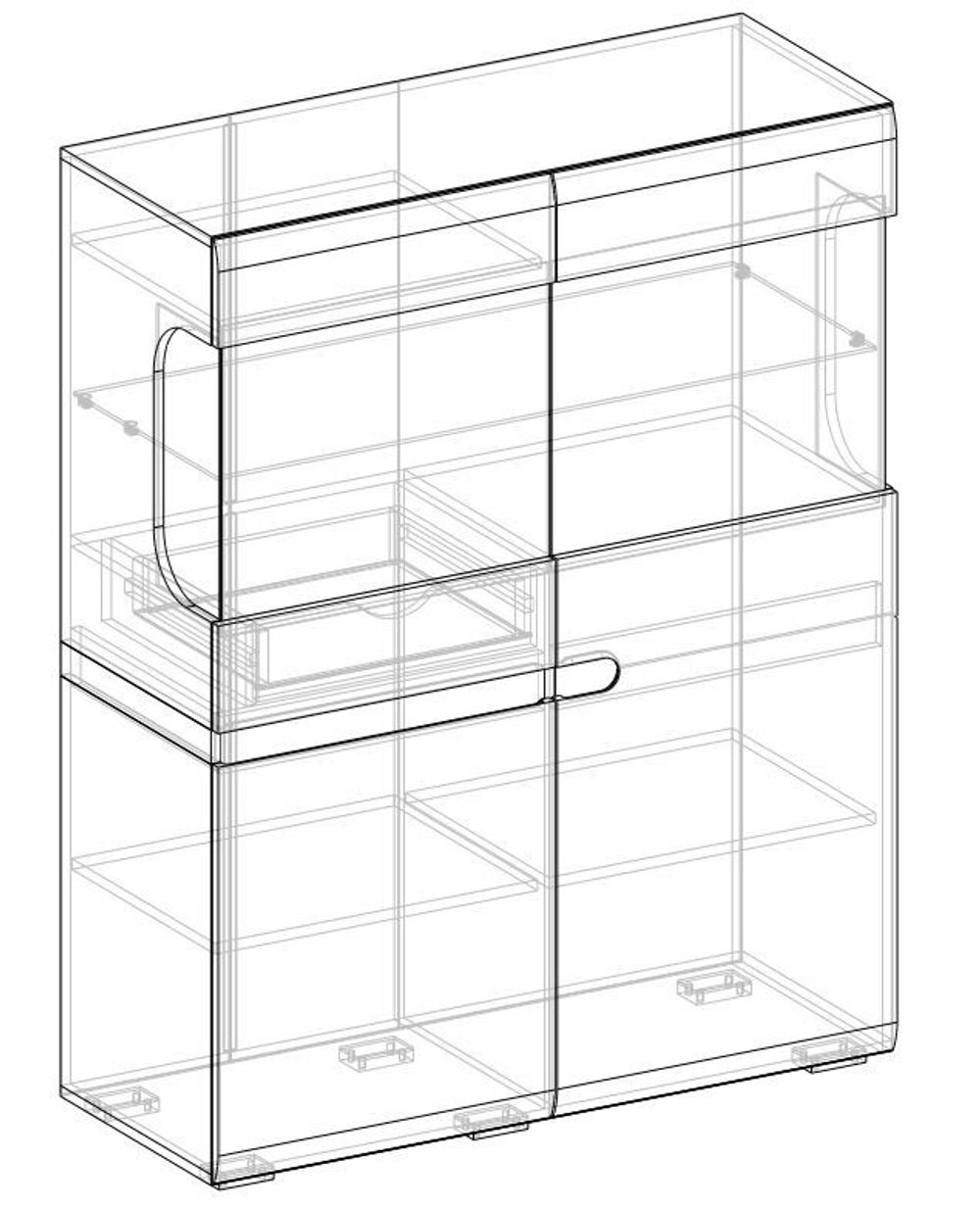 Коллекция Ультра Шкаф витрина 2х. ст. малая (440) Белый/Белый гл. (набор)