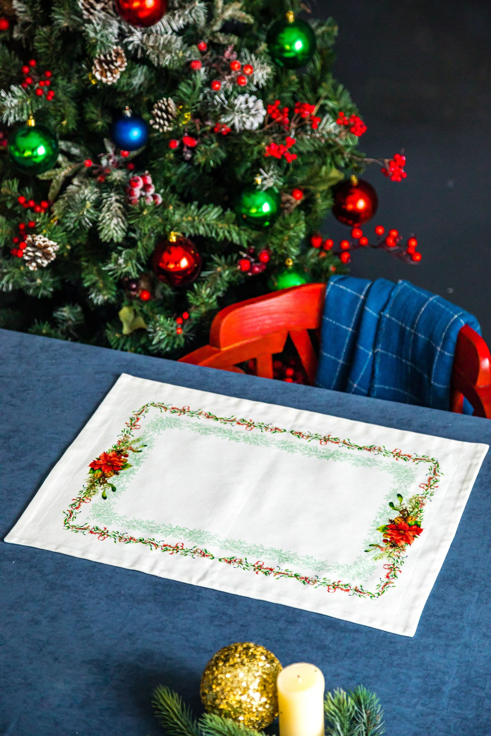 Набор салфеток подстановочных 2шт 35х50см Mix&Match Home Елочка белый с принтом