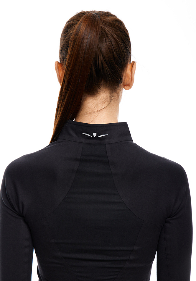 ЛОНГСЛИВ С МЕМБРАННОЙ ВСТАВКОЙ ЖЕНСКИЙ 1/2 ZIP MEMBRANE | BLACK SILVER