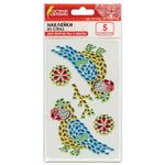 Наклейки готовые из страз ПОПУГАЙ, 5 декоративных элементов, 9,5 х 15,5 см, ОСТРОВ СОКРОВИЩ, 661566