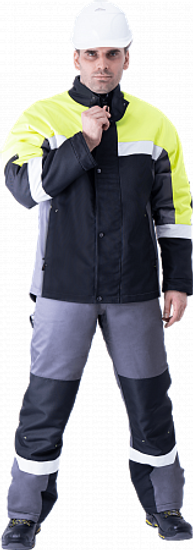Костюм "Логгер Протект" полукомбинезон, лесоруб (серый/черный/лимон)