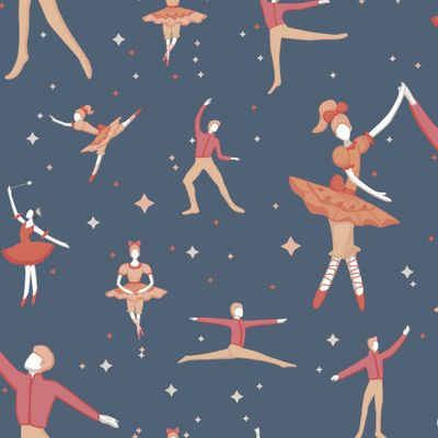 Танцующие девушки, парень и звезды.