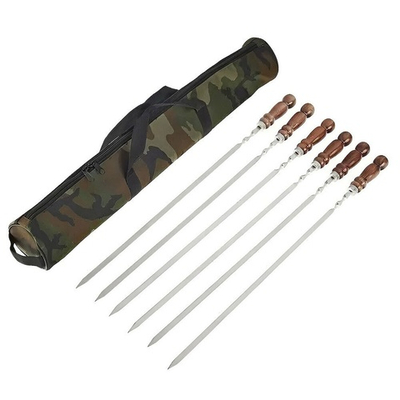 Набор шампуров "Эко" в тубусе (камуфляж), 6шт нерж с деревянной лакированной ручкой