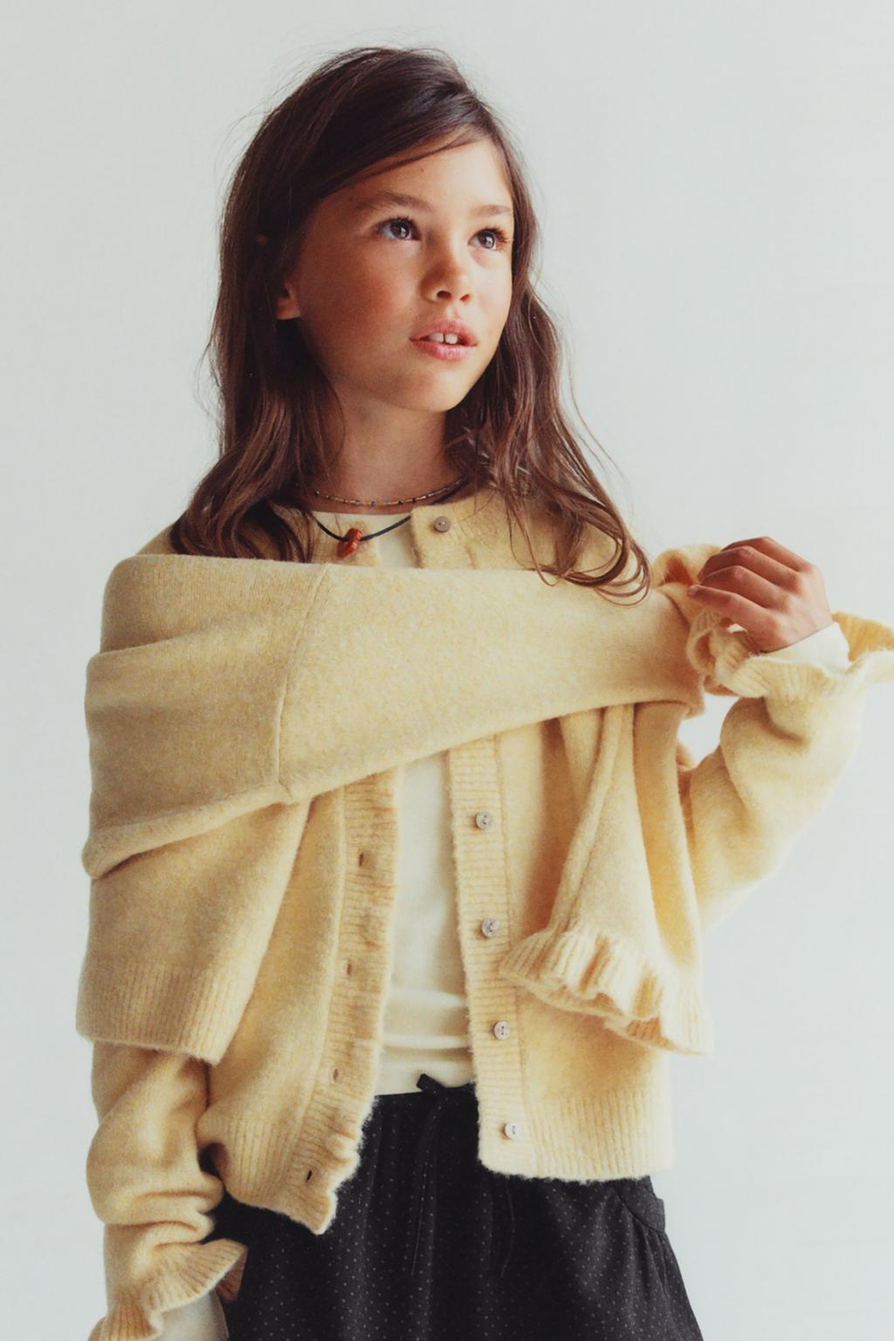 ZARA КАРДИГАН С ВОЛАНАМИ, ЖЕЛТЫЙ