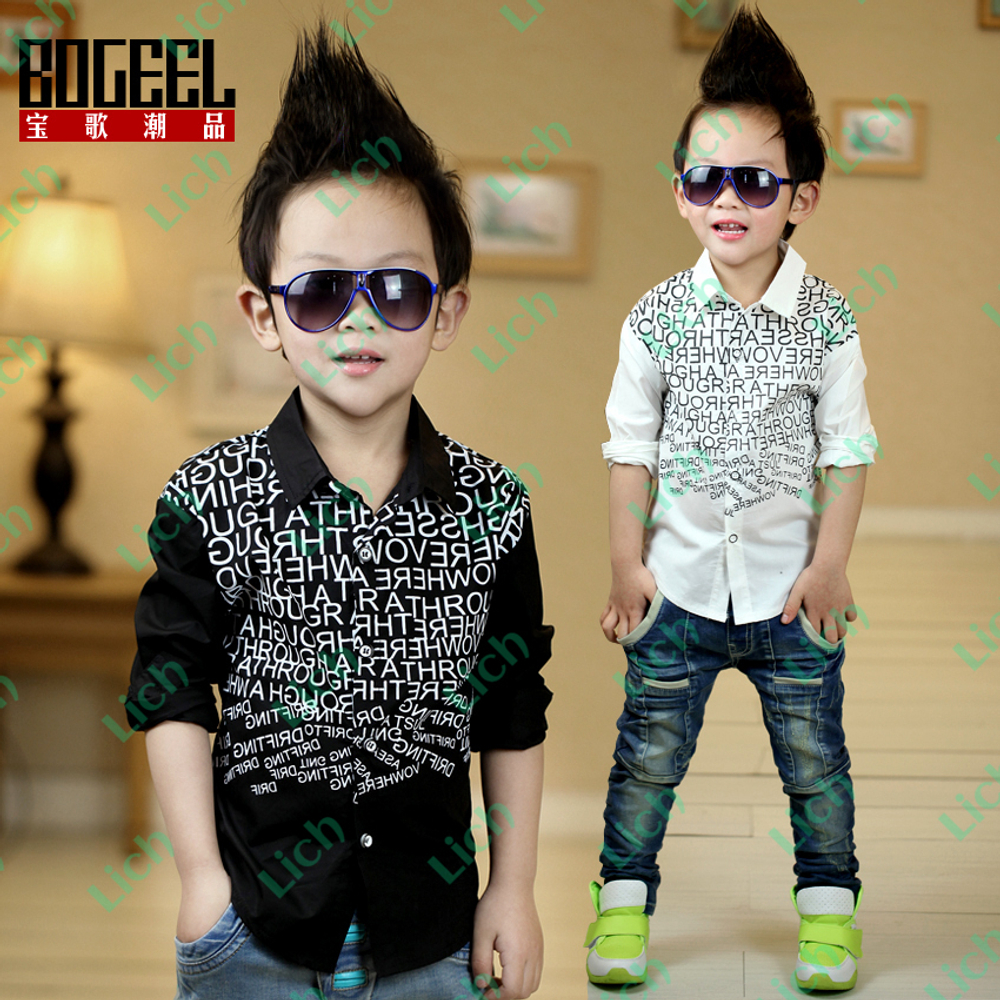 Рубашка детская с длинным рукавом и принтом букв