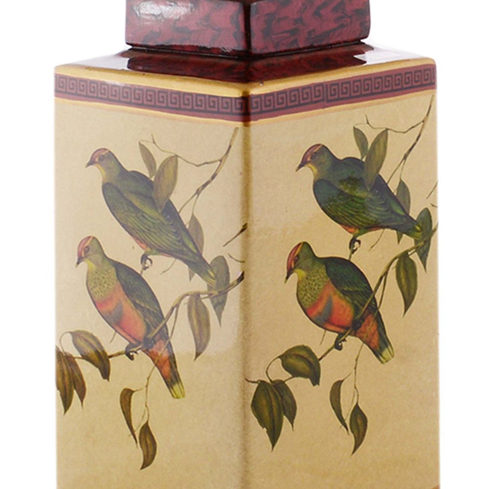 Настольная лампа с абажуром квадратное основание "Соловьиная песня"