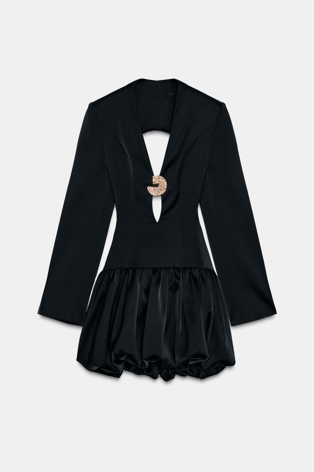 ZARA МИНИ-ПЛАТЬЕ-БАЛЛОН, ЧЕРНЫЙ