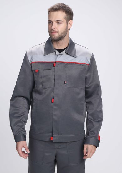 Костюм "Фаворит-2 СОП" полукомбинезон (т.серый/серый/красный)