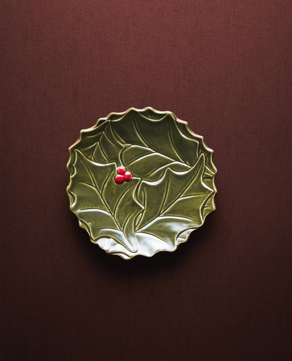 ZARA HOME НОВОГОДНЯЯ ТАРЕЛКА ДЛЯ ХЛЕБА ИЗ ФАРФОРА С УЗОРОМ «ПАДУБ», ЗЕЛЕНЫЙ