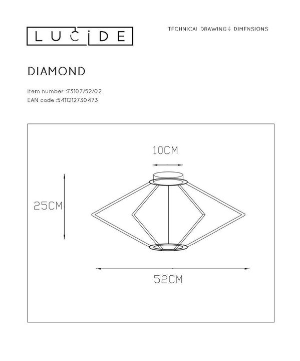 Потолочный светильник Lucide Diamond 73107/52/02