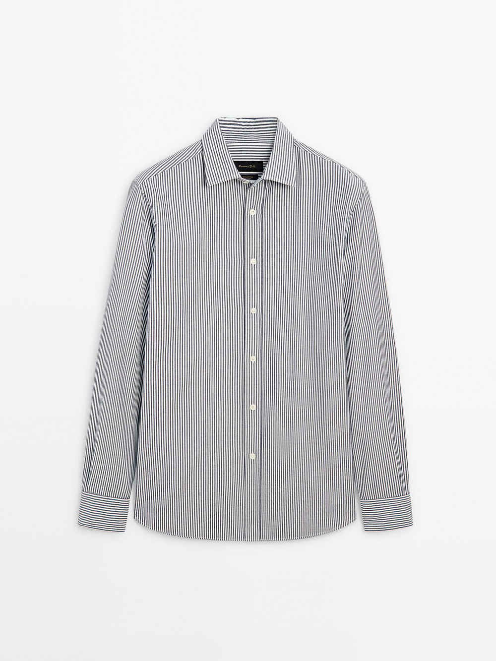 Massimo Dutti РУБАШКА КЛАССИЧЕСКОГО КРОЯ ИЗ ХЛОПКА В ПОЛОСКУ, СИНИЙ