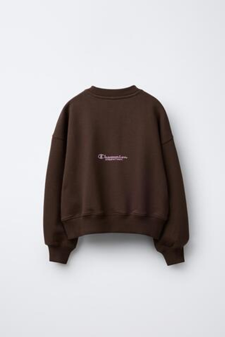 ZARA X CHAMPION ® ТОЛСТОВКА С РЕЛЬЕФНОЙ НАДПИСЬЮ, КОРИЧНЕВЫЙ