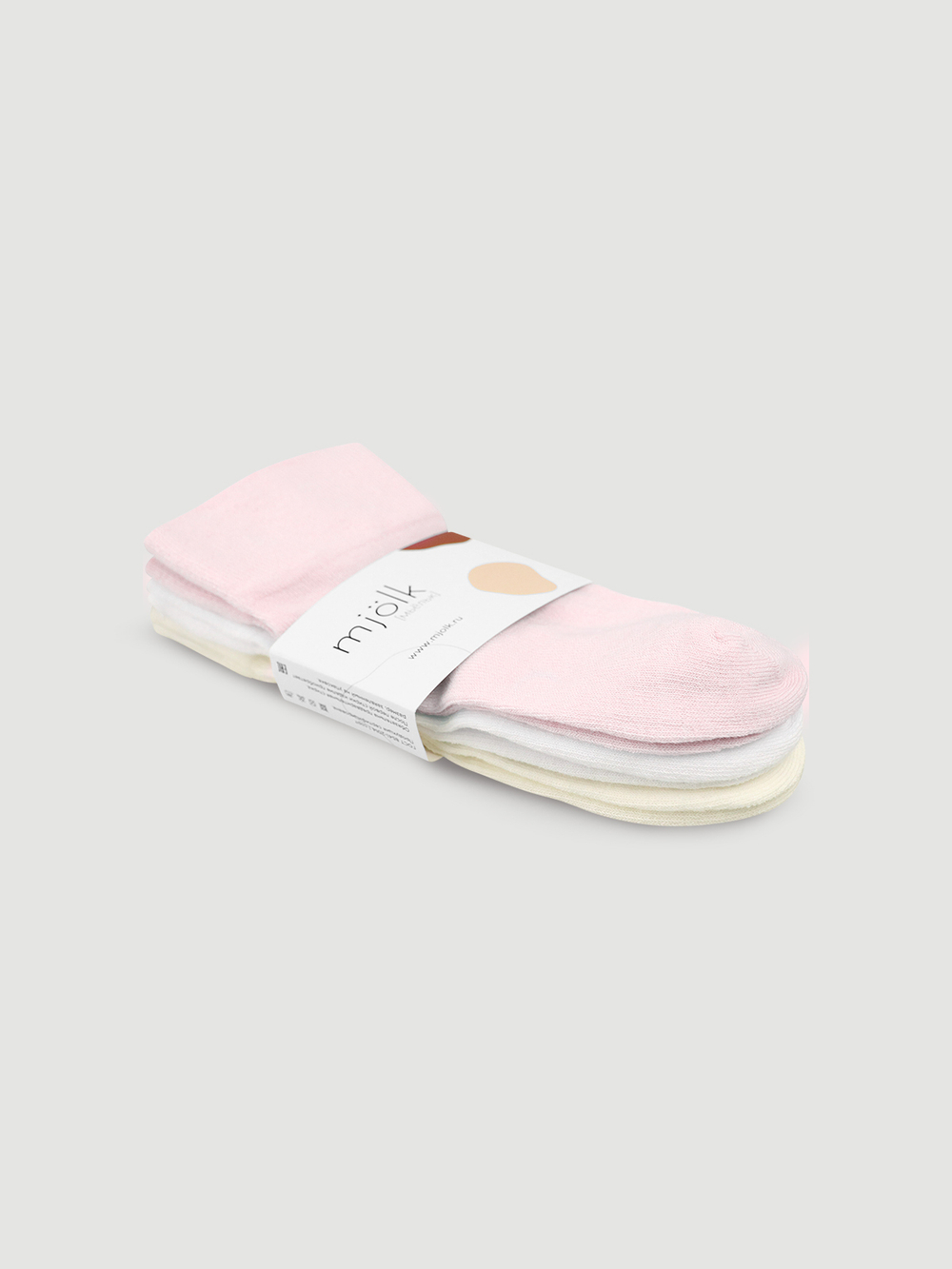 Носки детские с отворотом Mjölk Pink/White/Ecru, сет из 3х