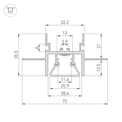 Профиль с экраном STRETCH-CEIL-CENTER-S-2000 (Arlight, Алюминий) 044272
