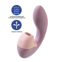 Сиреневый вибратор 16,9см с вакуумным стимулятором Satisfyer Supernova