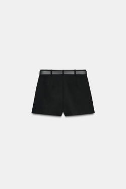 ZARA ЮБКА-ШОРТЫ С РЕМНЕМ, ЧЕРНЫЙ