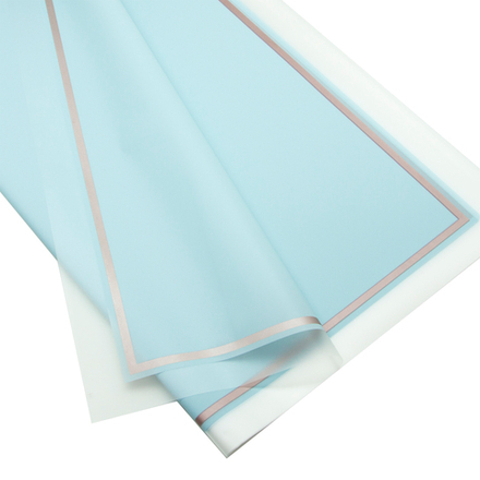 Упаковочная матовая пленка (0,6*0,6 м) Золотой квадрат, Небесно-голубой, 20 шт.