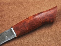 Финский нож Леуку, дамасская сталь, рукоять мореная карельская берёза