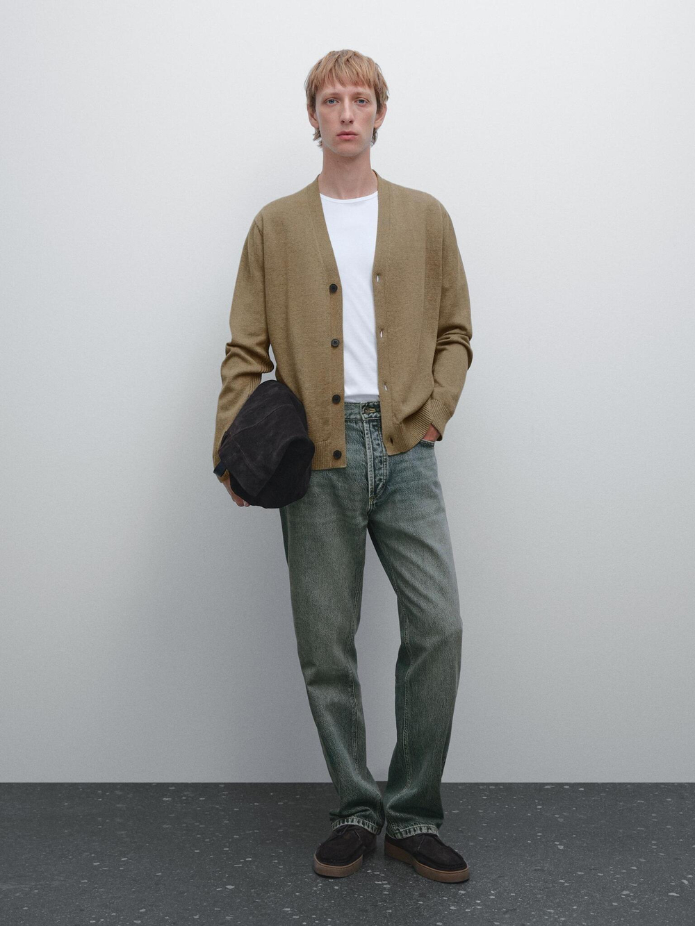 Massimo Dutti Кардиган из 100% хлопка, цвет морской волны