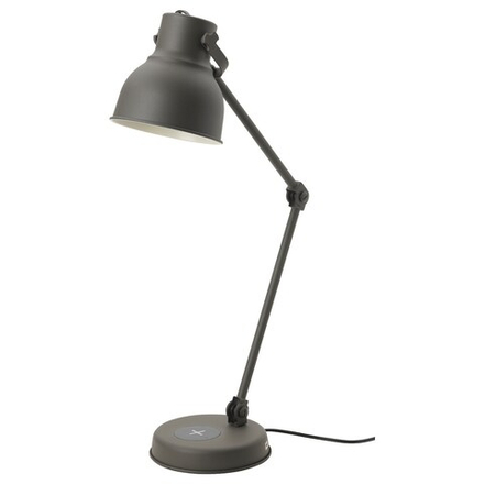 IKEA HEKTAR  (ИКЕА ХЕКТАР)  -  Настольная лампа с зарядным устройством индуктивная, темно-серый
