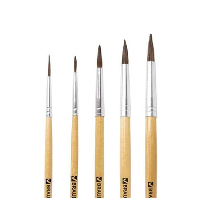 Набор кистей Пони , 5 штук, BRAUBERG (круглые, № 1, 2, 3, 4, 5), блистер