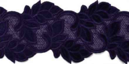 Кружево бархат, 9см, цвет темно-синий