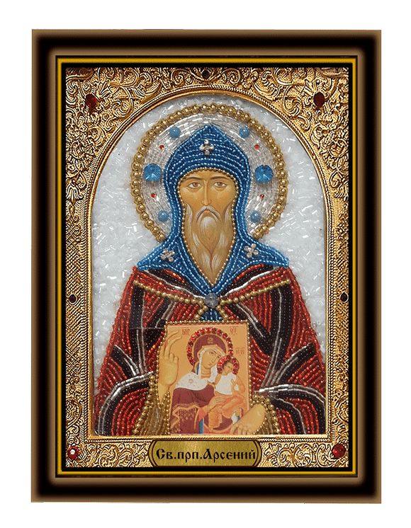 Святой преподобный Арсений, в киоте