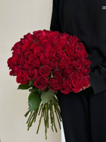 Букет из красной розы (50см)  51 шт под ленту