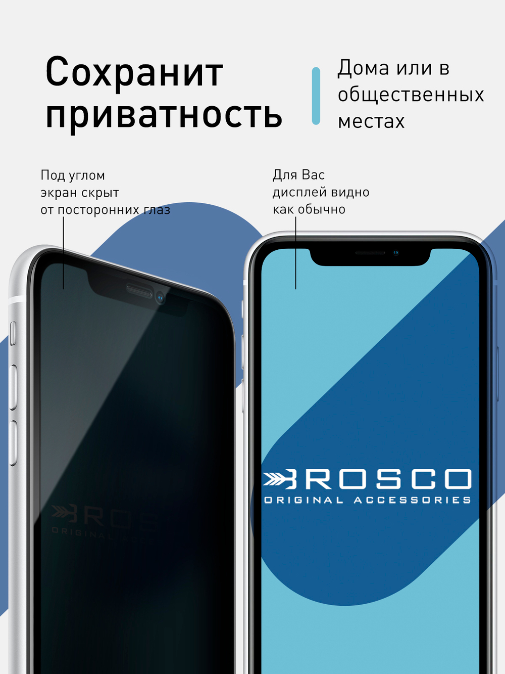 Набор стекол антишпион ROSCO для Apple iPhone 11;Apple iPhone XR оптом (арт. IPXR-FSP-GLASS-SPY-SET2)