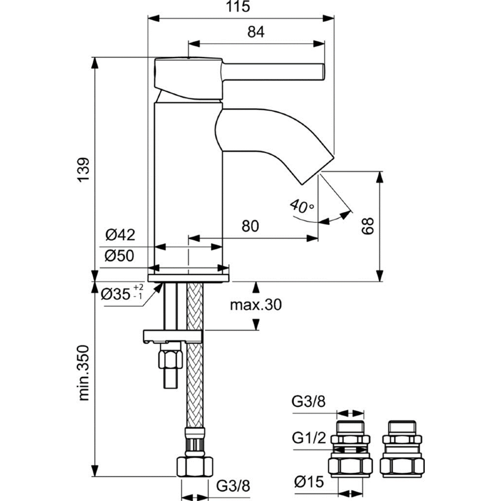 Смеситель Ideal Standard CERALINE BC185AA для умывальника