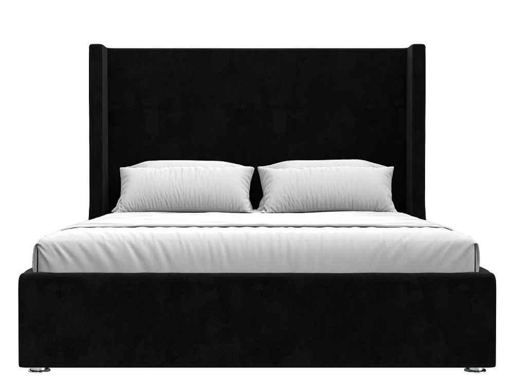 Кровать интерьерная Ларго 160, Черный, Велюр, 101323