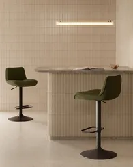 Барный стул Zenda 64-86 см, зеленая синель, черная ножка