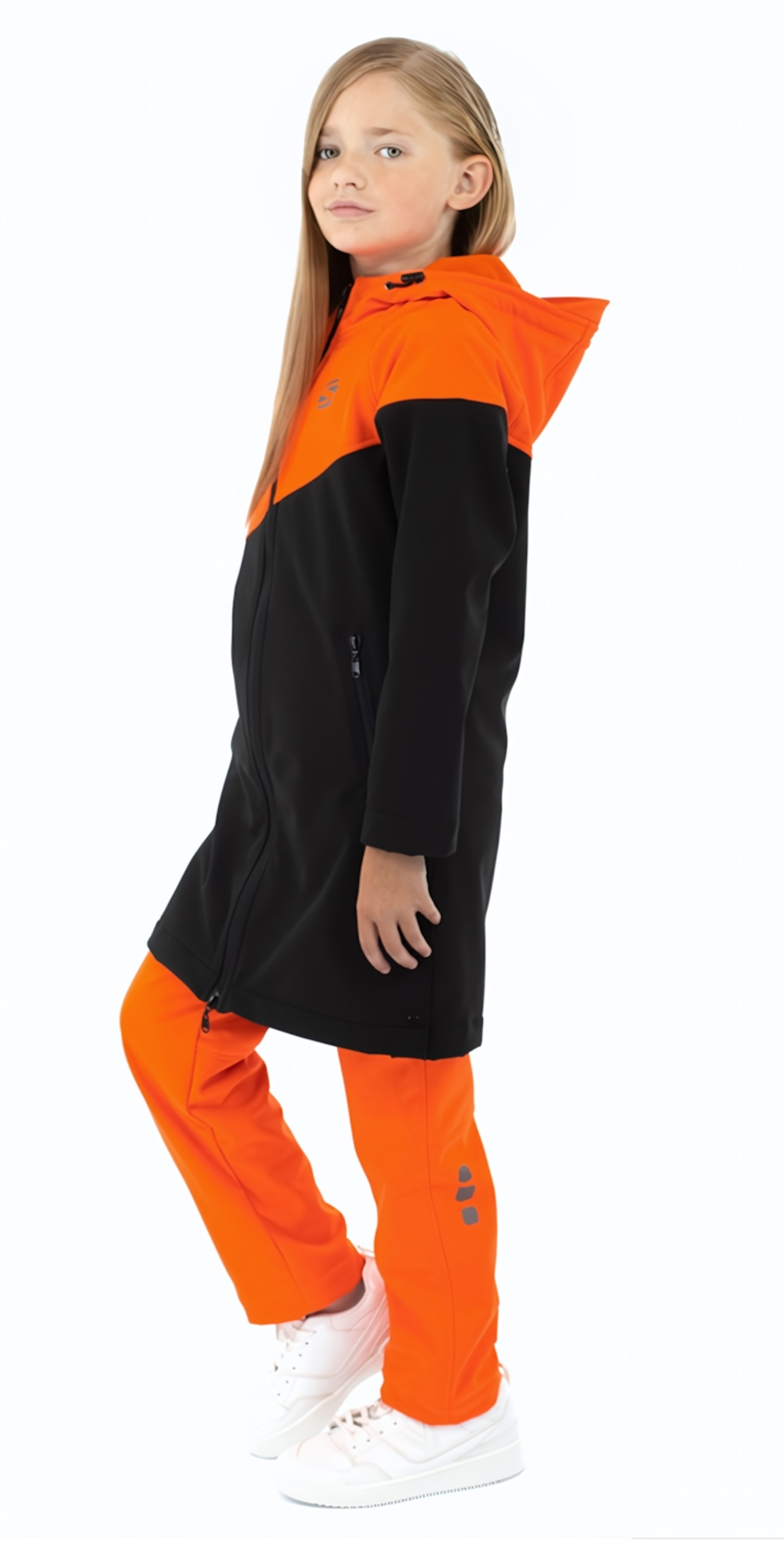 Куртка для девочек Softshell р.110 оранжевый/ черный ( Smail)