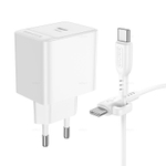 Сетевой адаптер питания BOROFONE BAS13A PD 20W + кабель Type-C-Type-C (белый)