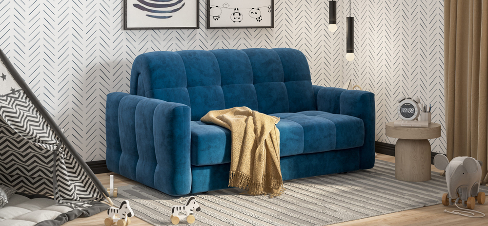 Диван Босс Слип 140 Велюр Монолит синий