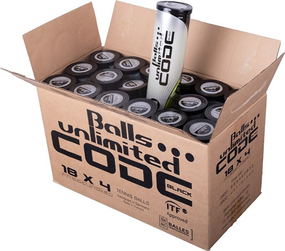Упаковка теннисных мячей Balls Unlimited Black Code 18 x 4B