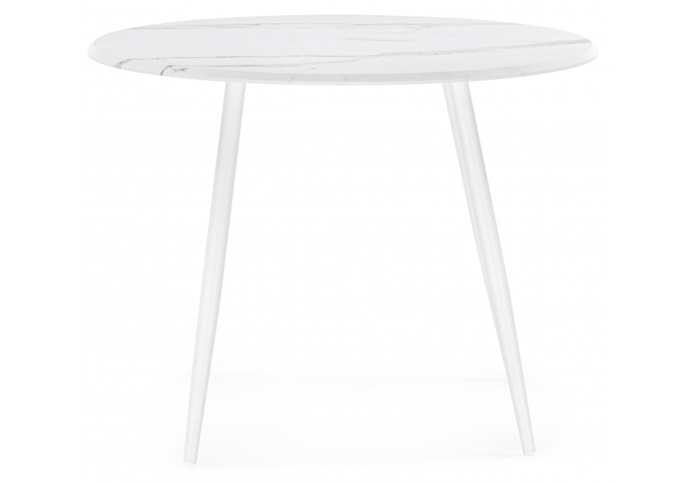 Стол деревянный Woodville Абилин 100 мрамор белый, белый матовый стол, ножки белые