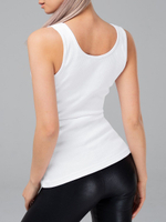 Женская классическая майка в мелкий рубчик (Размер: L) (Цвет: белый)