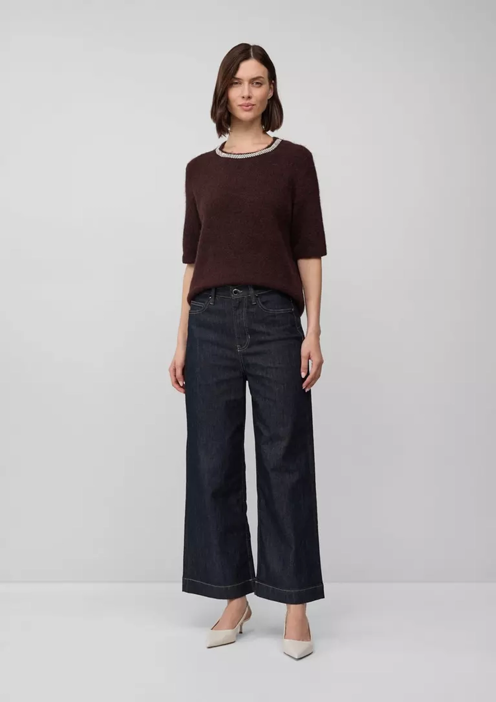 Свитер с короткими рукавами и изысканными декоративными деталями Black Label